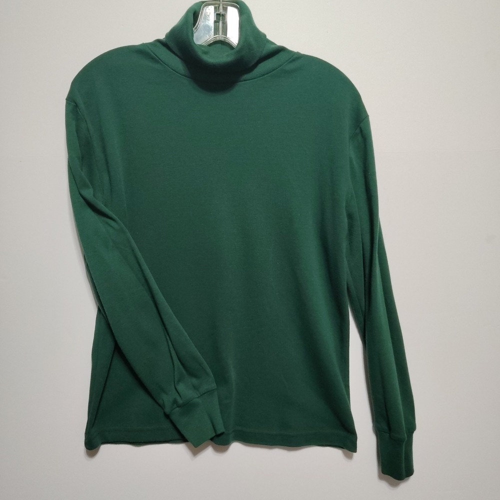 ERIKA & CO Long Sleeve Turtleneck‎ Top Green Cotton Polyester Blend Women Size L